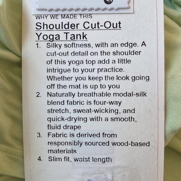 NWT Lululemon Shoulder Cut-Out Yoga Tank Top size 4 - Picture 3 of 4